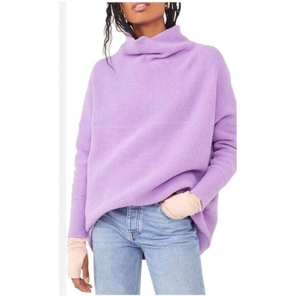 Free People Ottoman Slouchy Tunic Knit Sweater Women's Small Glowing Grape NWT! - Picture 2 of 10